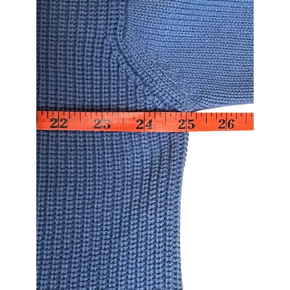 Crazy Horse By Liz Claiborne Sweater Large Blue V-Neck Knit Ribbed Cotton NWOT